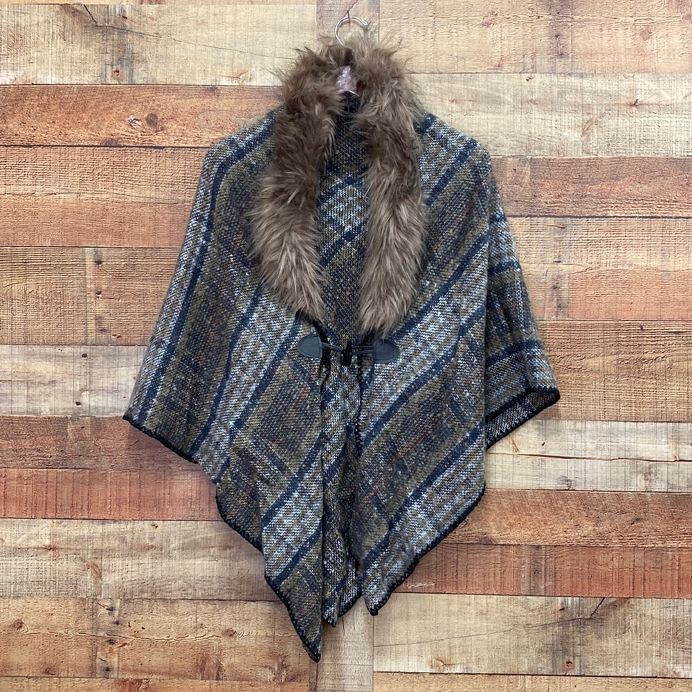Modena Fur Trim Poncho